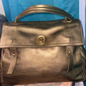 Yves Saint Laurent Large Metallic Bronze Muse Two Bag